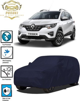 POSUKI Car Cover For Renault Triber (With Mirror Pockets)(Blue)