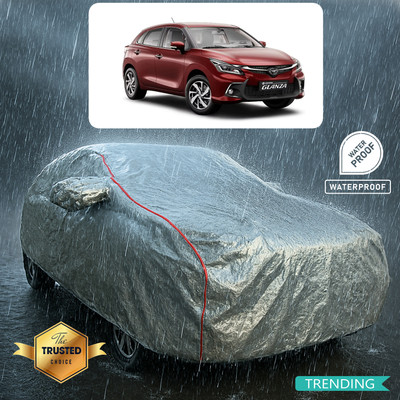 PAGORA Car Cover For Toyota Glanza (With Mirror Pockets)(Silver, Red)