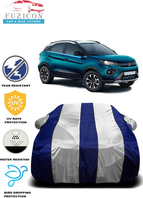 FUZICON Car Cover For Tata Nexon (With Mirror Pockets)(White, Blue)