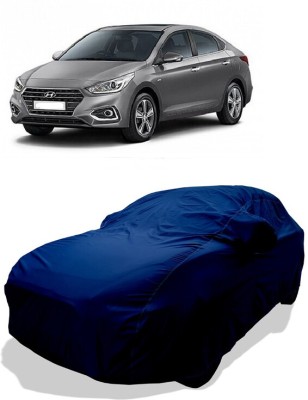 Coxtor Car Cover For Hyundai Verna CRDi 1.6 SX Option (With Mirror Pockets)(Blue)