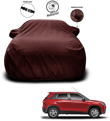 ANTHUB Car Cover For Maruti Suzuki Vitara Brezza Facelift (Without Mirror Pockets)(Maroon, For 2020, 2021, 2022, 2023, 2024 Models)