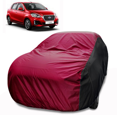 MoTRoX Car Cover For Nissan Go (Without Mirror Pockets)(Maroon, Black)