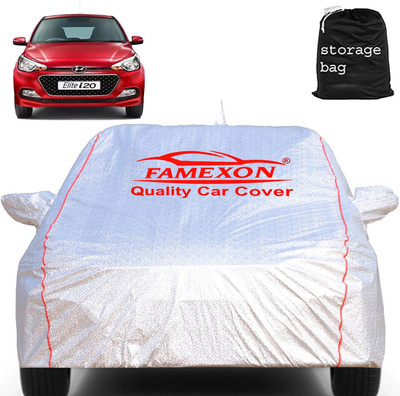 FAMEXON Car Cover For Hyundai Elite i20, Elite i20 Asta 1.2, Elite i20 Asta 1.4 CRDi (With Mirror Pockets)(Silver)