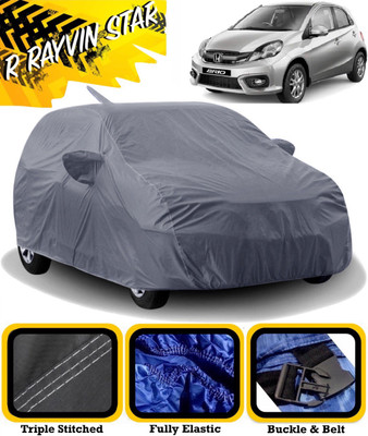 R Rayvin Star Car Cover For Honda Brio (With Mirror Pockets)(Grey)
