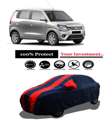 Amexride Car Cover For Maruti Wagon R ZXI AMT 1.2 Petrol (With Mirror Pockets)(Red)