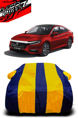 J S R Car Cover For Honda Civic (With Mirror Pockets)(Yellow, Blue)