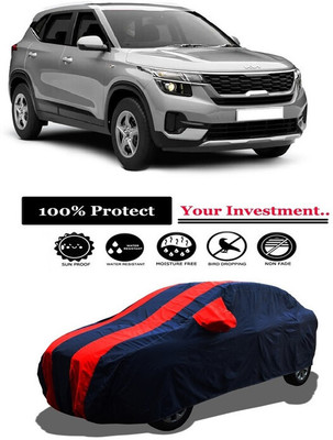 Amexride Car Cover For Kia Seltos HTE 1.5 Diesel (With Mirror Pockets)(Red)