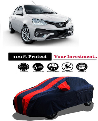 Amexride Car Cover For Toyota Platinum Etios 1.4 VD (With Mirror Pockets)(Red)