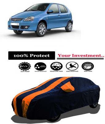 Amexride Car Cover For Tata Indica V3 (With Mirror Pockets)(Orange)
