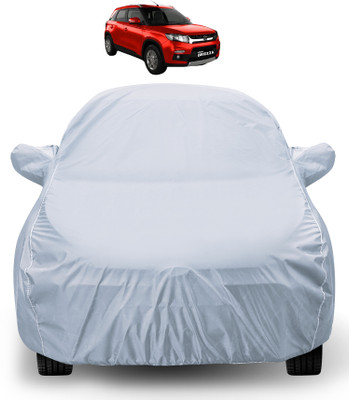 Auto Hub Car Cover For Maruti Brezza (With Mirror Pockets)(Silver)