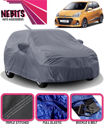 NEBITS Car Cover For Hyundai Grand i10 (With Mirror Pockets)(Grey)
