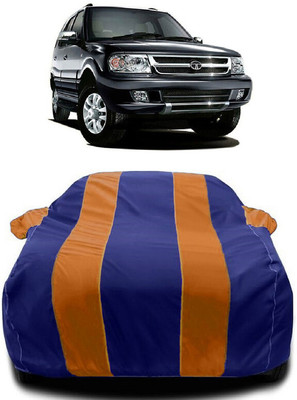 Autoprime Car Cover For Tata Safari VTT EX (With Mirror Pockets)(Orange, Blue)