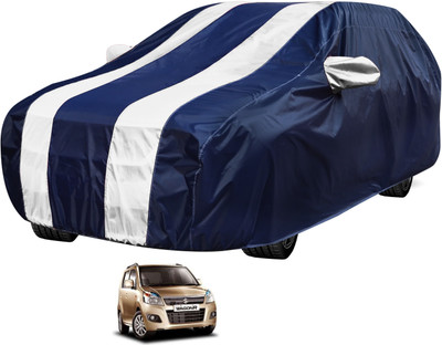 Auto Hub Car Cover For Maruti Suzuki WagonR (With Mirror Pockets)(Blue, White)
