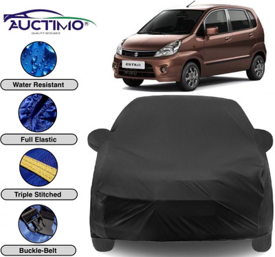 AUCTIMO Car Cover For Maruti Suzuki Zen Estilo (With Mirror Pockets)(Black)