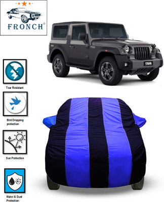 FRONCH Car Cover For Mahindra Thar (With Mirror Pockets)(Blue)