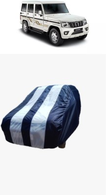 ATBROTHERS Car Cover For Mahindra Bolero LX NON AC (Without Mirror Pockets)(White, Blue)