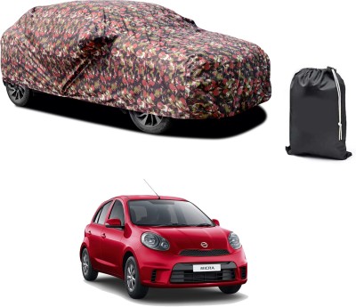 GOSHIV-car and bike accessories Car Cover For Nissan Micra Active (With Mirror Pockets)(Red)