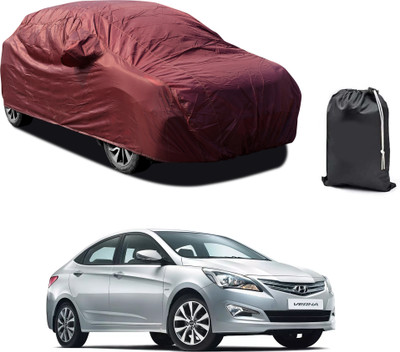 PAGORA Car Cover For Hyundai Fluidic Verna 4S (With Mirror Pockets)(Maroon)