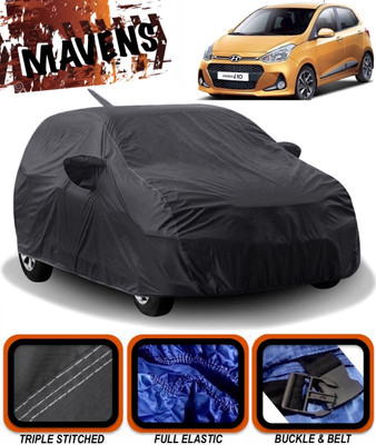 MAVENS Car Cover For Hyundai Grand i10 (With Mirror Pockets)(Black)