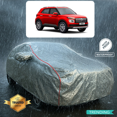 CODOKI Car Cover For Hyundai Venue (With Mirror Pockets)(Silver, Red)