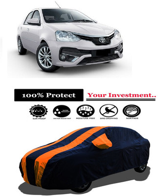 Amexride Car Cover For Toyota Etios V (With Mirror Pockets)(Orange)