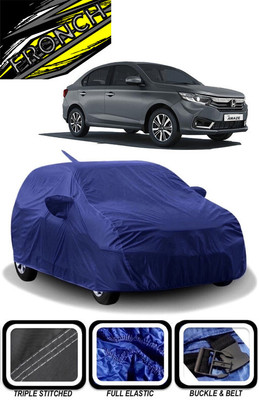 FRONCH Car Cover For HM Amaze VX i-VTEC (With Mirror Pockets)(Blue)