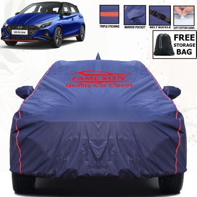 FAMEXON Car Cover For Hyundai i20 (With Mirror Pockets)(Blue)