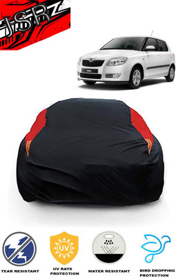 J S R Car Cover For Skoda Fabia 1.2 TDI (With Mirror Pockets)(Red, Black)