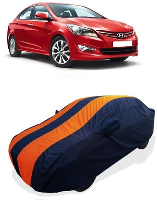 Coxtor Car Cover For Hyundai Verna Fluidic DTHR (With Mirror Pockets)(Orange)