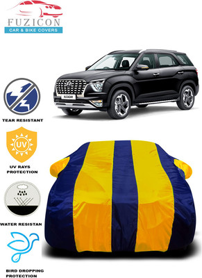 FUZICON Car Cover For Hyundai Alcazar (With Mirror Pockets)(Yellow, Blue)