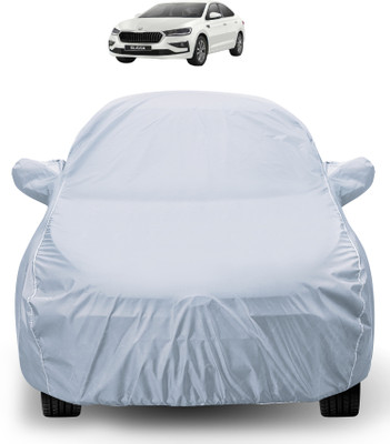 Auto Hub Car Cover For Skoda Slavia (With Mirror Pockets)(Silver)