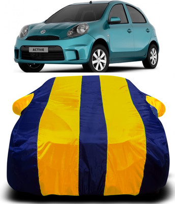 AXLOZ Car Cover For Nissan Micra Active (With Mirror Pockets)(Multicolor)