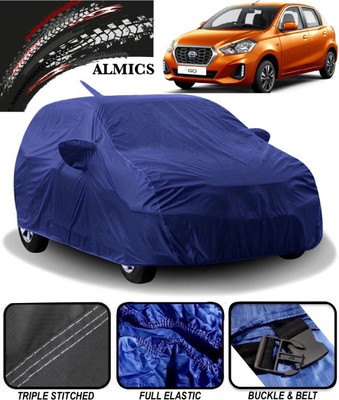 ALMICS Car Cover For Datsun Go (With Mirror Pockets)(Blue)