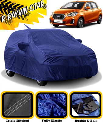 R Rayvin Star Car Cover For Datsun Go (With Mirror Pockets)(Blue)