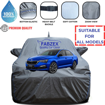 FABZEX Waterproof Car Cover For Skoda Rapid (With Mirror Pockets)(Grey)