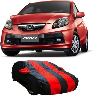 CREEPER Car Cover For Honda Brio (With Mirror Pockets)(Red, Black)