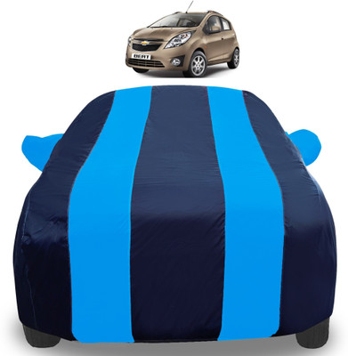 Auto Hub Car Cover For Chevrolet Beat (With Mirror Pockets)(Blue)