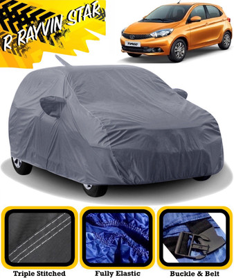 R Rayvin Star Car Cover For Tata Tiago (With Mirror Pockets)(Grey)