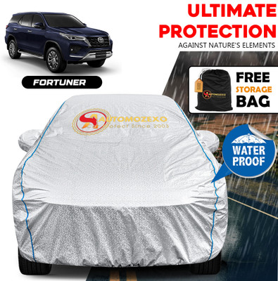 AUTOMOZEXO Car Cover For Toyota Fortuner (With Mirror Pockets)(Silver)