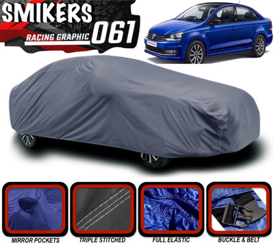 SMIKERS Car Cover For Volkswagen Vento (With Mirror Pockets)(Grey)