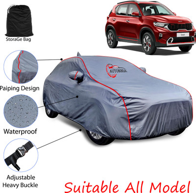 AUTOBIRSA Car Cover For Kia Sonet (With Mirror Pockets)(Grey)