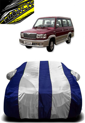 FRONCH Car Cover For Toyota Qualis FS B6 (With Mirror Pockets)(White, Blue)