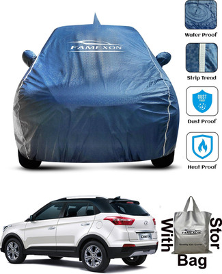 FAMEXON Car Cover For Hyundai Creta (With Mirror Pockets)(Silver)