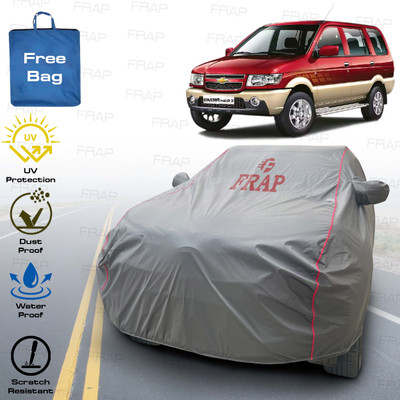 Frap Car Cover For Chevrolet Tavera (With Mirror Pockets)(Grey, Red)