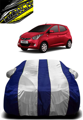 FRONCH Car Cover For Hyundai Eon (With Mirror Pockets)(White, Blue)