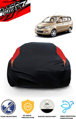 J S R Car Cover For Chevrolet Enjoy (With Mirror Pockets)(Red, Black)