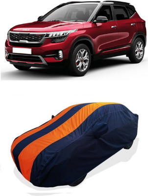 Coxtor Car Cover For Kia Seltos GTK 1.4 (With Mirror Pockets)(Orange)