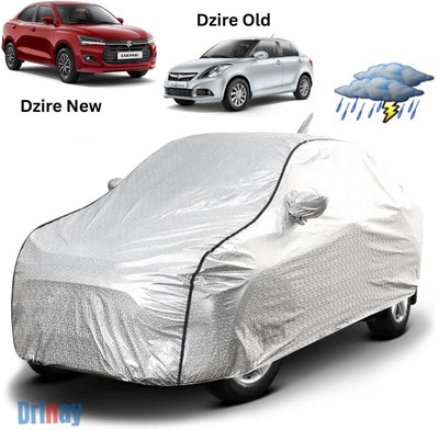 DRINAY Car Cover For Maruti Suzuki Swift Dzire (With Mirror Pockets)(Silver, Black)