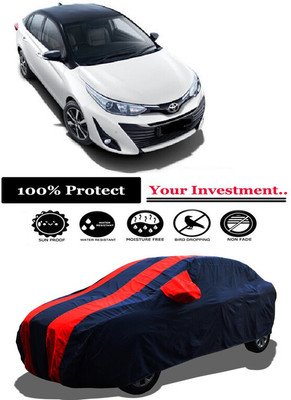 Amexride Car Cover For Toyota Yaris G Optional Petrol (With Mirror Pockets)(Red)
