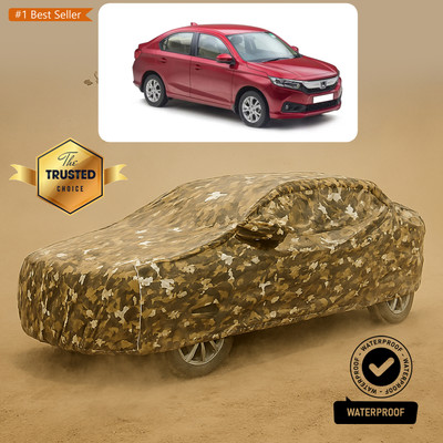 GOSHIV-car and bike accessories Car Cover For Honda Amaze VX i-DTEC (With Mirror Pockets)(Yellow, White)
